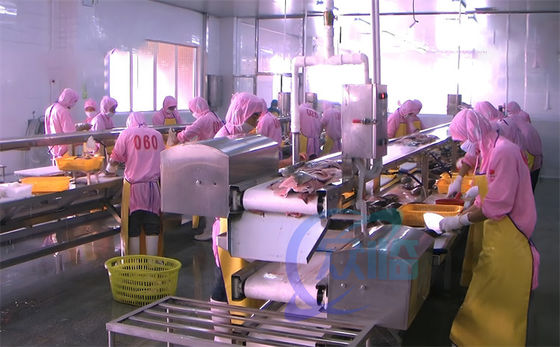 Harga yang bagus Baja tahan karat 304 Lini Pengolahan Ikan Lini perakitan Platform Lini Produksi Pengupas Kepala Ikan on line