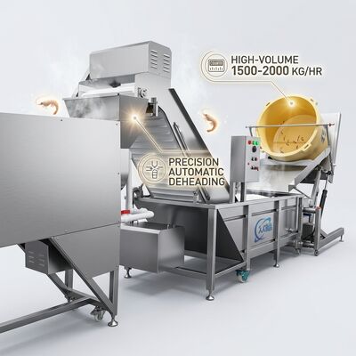 Harga yang bagus Industrial Shrimp Head Separator SUS304 Stainless Steel 2000-2500KG 5.5KW 440V For Frozen Food Factory on line