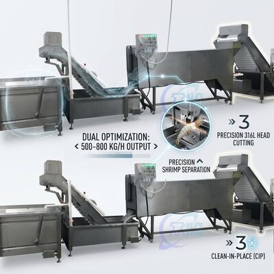 Harga yang bagus Portable Shrimp Head Screening Machine Anti Corrosive SUS316 2000-2500KG 11.7KW 380V on line