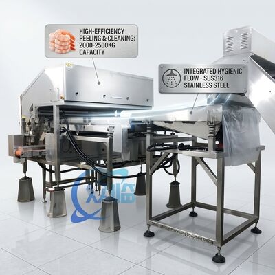 Harga yang bagus Mesin Penghilang Kepala Udang Bising Rendah Higienis SUS304 2500-3000KG 2.2KW 50Hz Untuk Pabrik Pengolahan Ikan on line