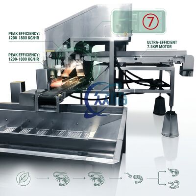 Harga yang bagus Anti Corrosive Shrimp Processing Line Machine SUS316 1500-2000KG 15KW 220V For Food Processing Factory on line
