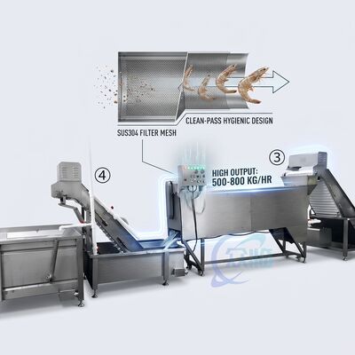 Harga yang bagus Labor Saving Shrimp Head Cutting Machine 316L Stainless Steel 1200-1800KG 11.7KW 50Hz on line