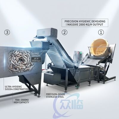 Harga yang bagus Plant Scale Shrimp Deheading Sorting Machine SUS304 Stainless Steel 2500-3000KG 11.7KW 380V on line